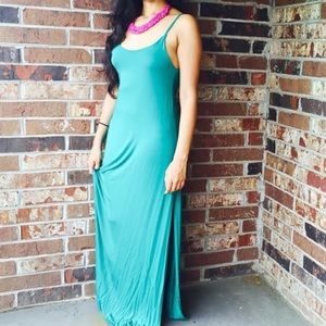 Lulu’s Green Backless Maxi Dress with Double Slits